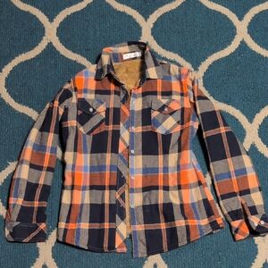 SHEIN Orange and Blue Plaid Jacket